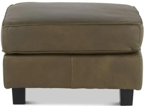 Winston Olive Green Leather Ottoman
