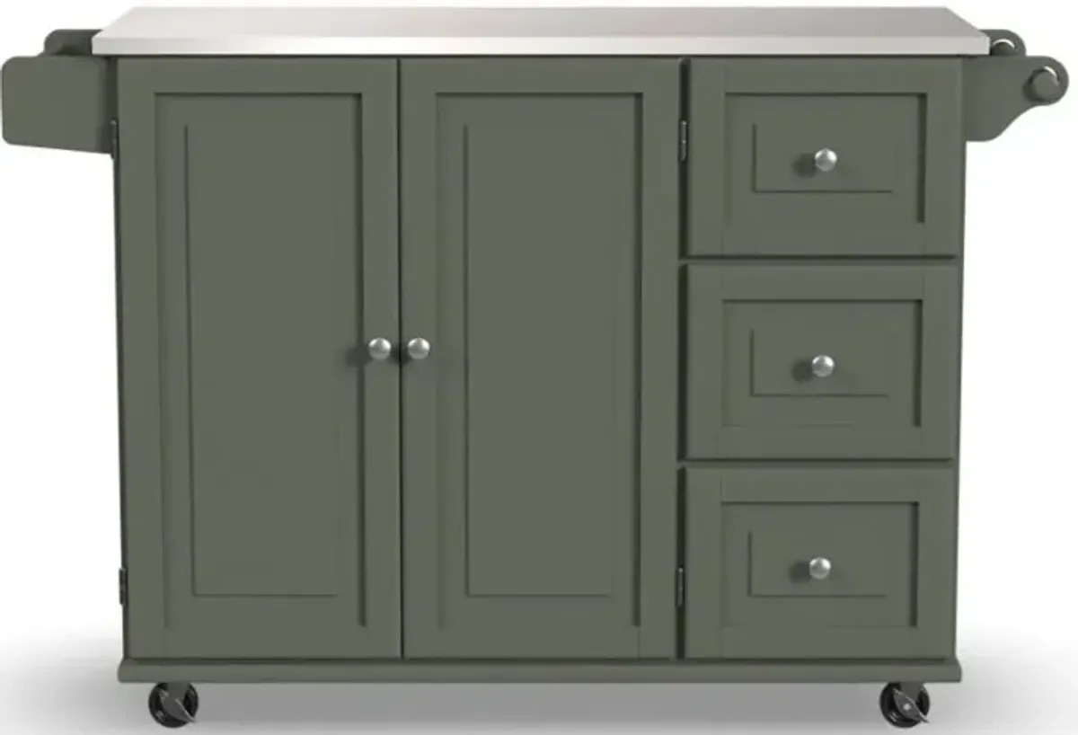 Dolly Madison Sage Kitchen Cart with Nickel Hardware