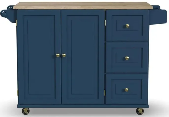 Dolly Madison Blue Kitchen Cart with Brass Hardware