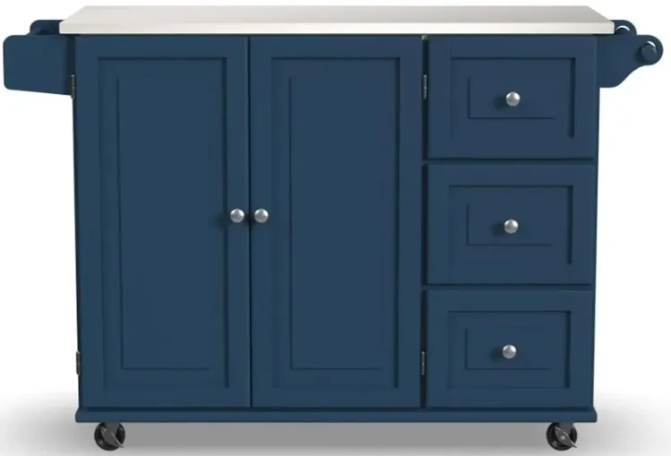 Dolly Madison Blue Kitchen Cart with Nickel Hardware