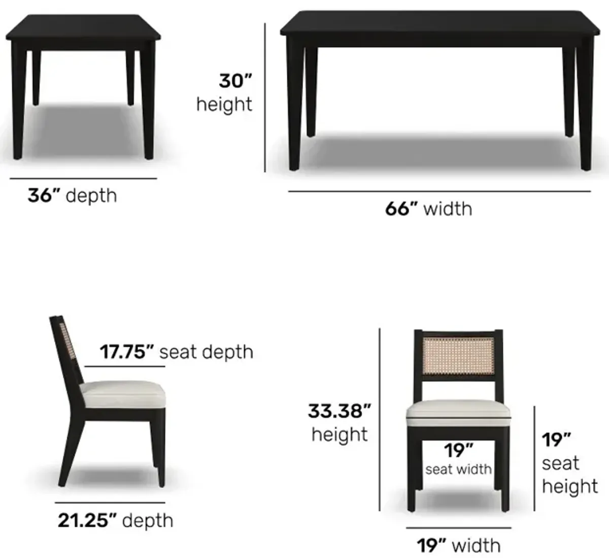 Brentwood Black Rectangular Table and 6 Chairs