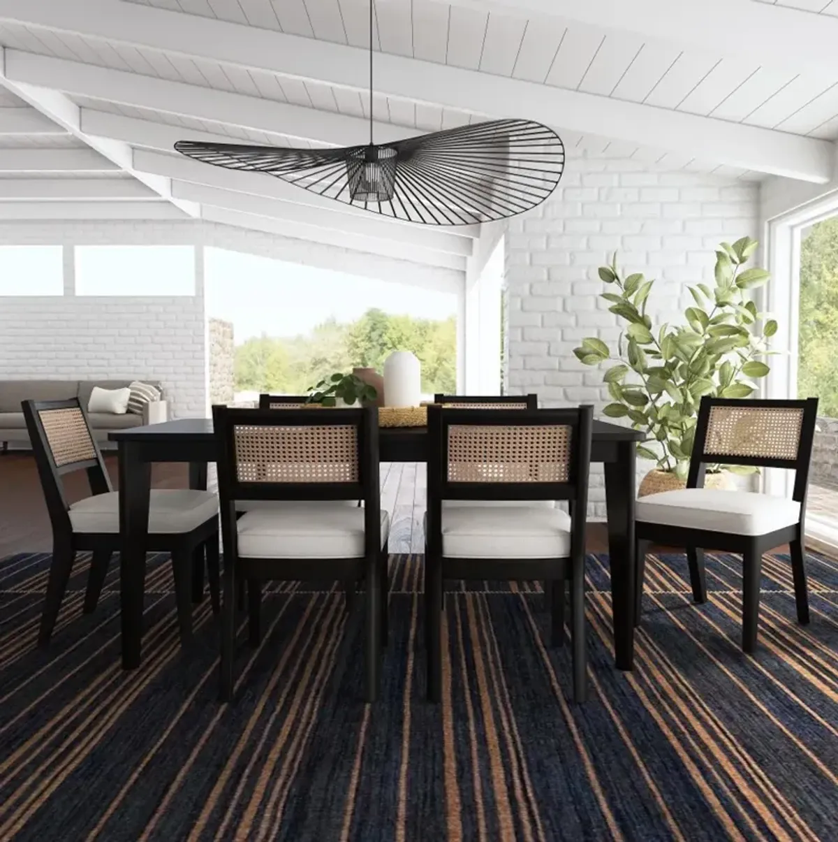 Brentwood Black Rectangular Table and 6 Chairs