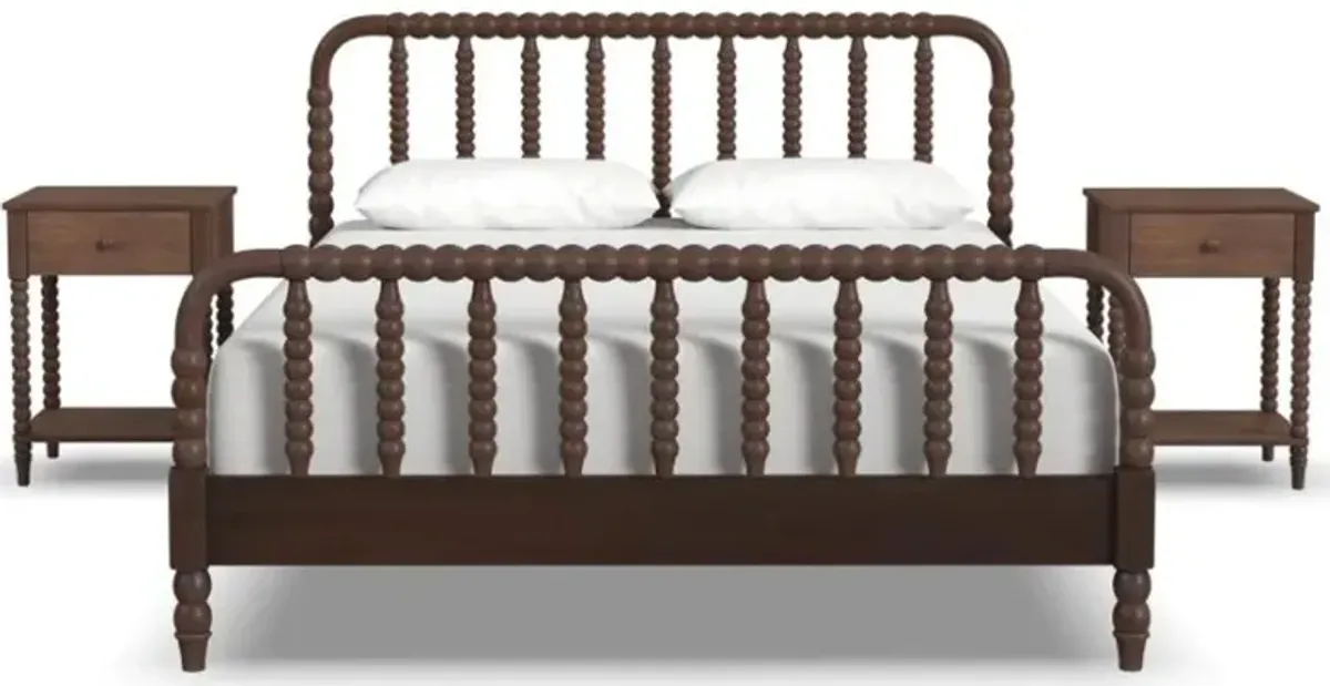 Spindle Queen Mahogany Bed and Nightstands