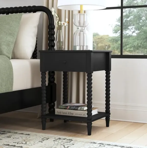 Spindle Black Nightstand