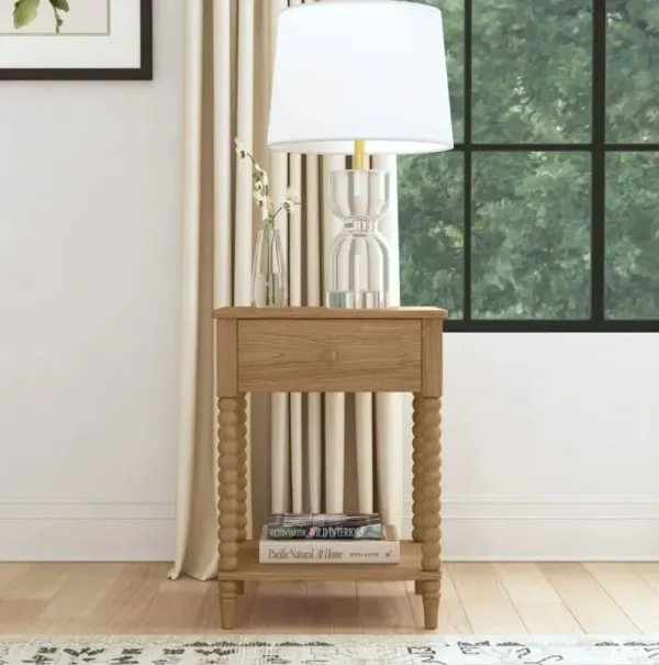 Spindle Light Oak Nightstand