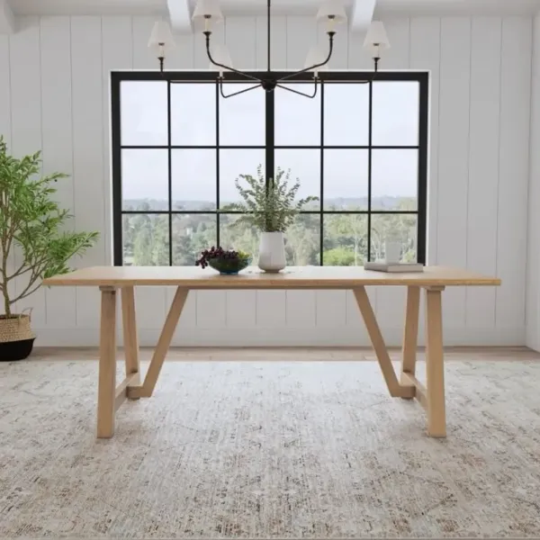 Trestle Natural Oak Dining Table