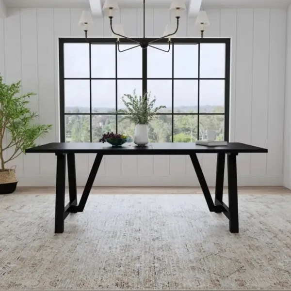 Trestle Black Dining Table