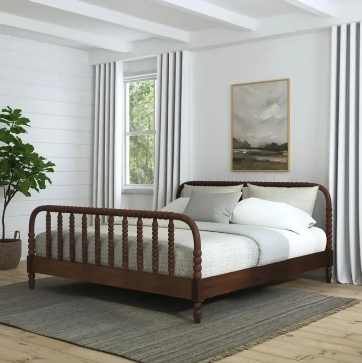 Spindle King Mahogany Bed