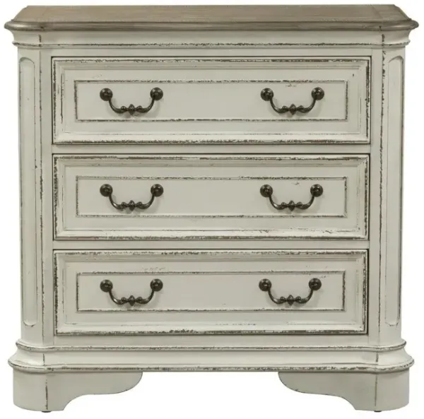 Magnolia Manor 3 Drawer Antique White Chest w/ Charging Station