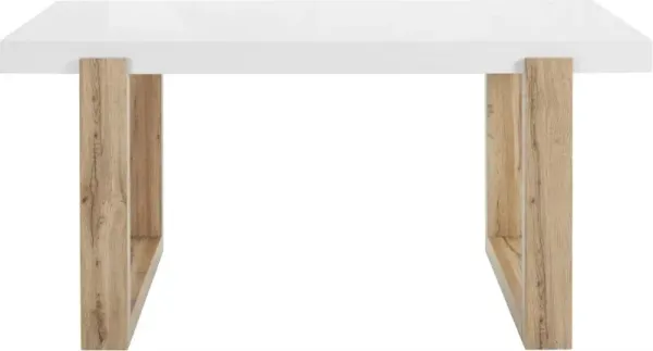 Arvid Gloss White and Oak Dining Table