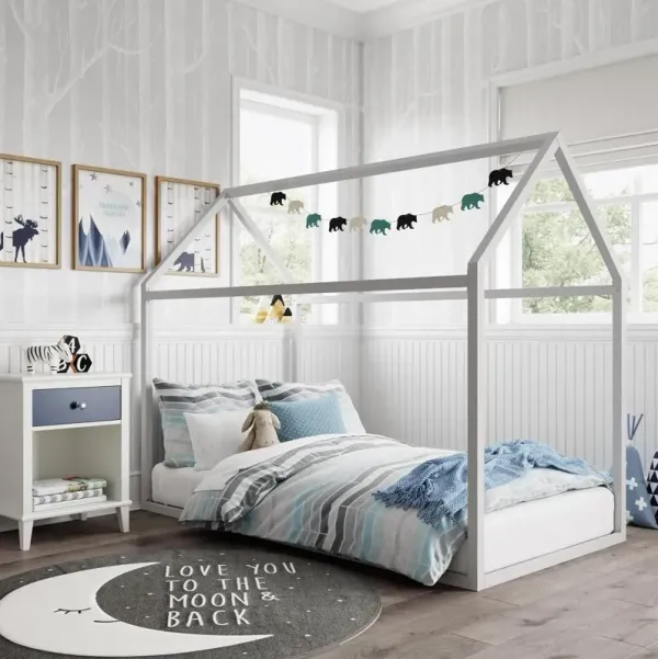 Little Seeds Skyler Dove Gray Metal Montessori House Twin Bed