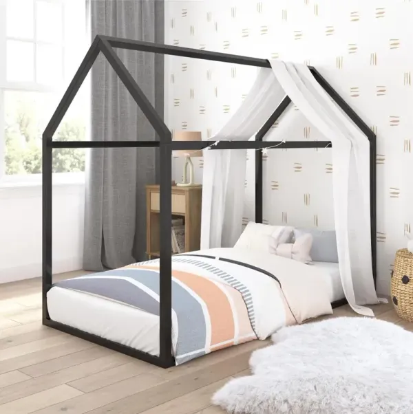Little Seeds Skyler Black Metal Montessori House Twin Bed