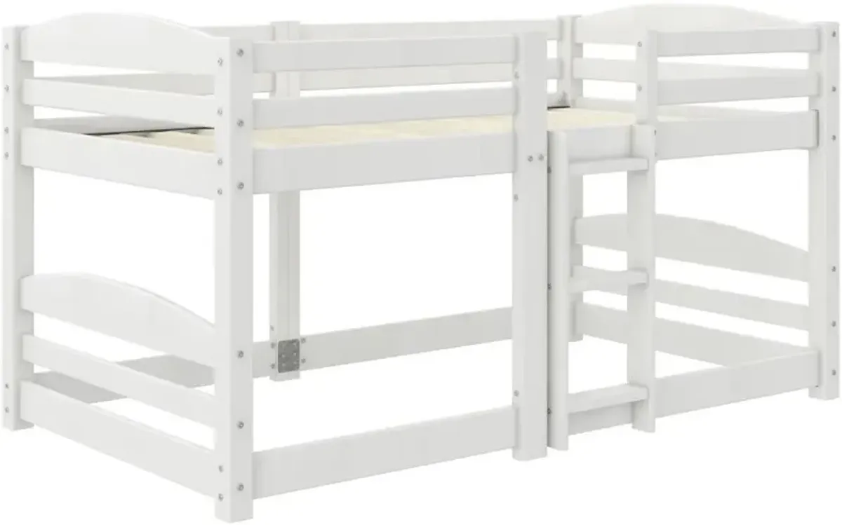 Birley White Twin Over Twin Low Wood Bunk Bed