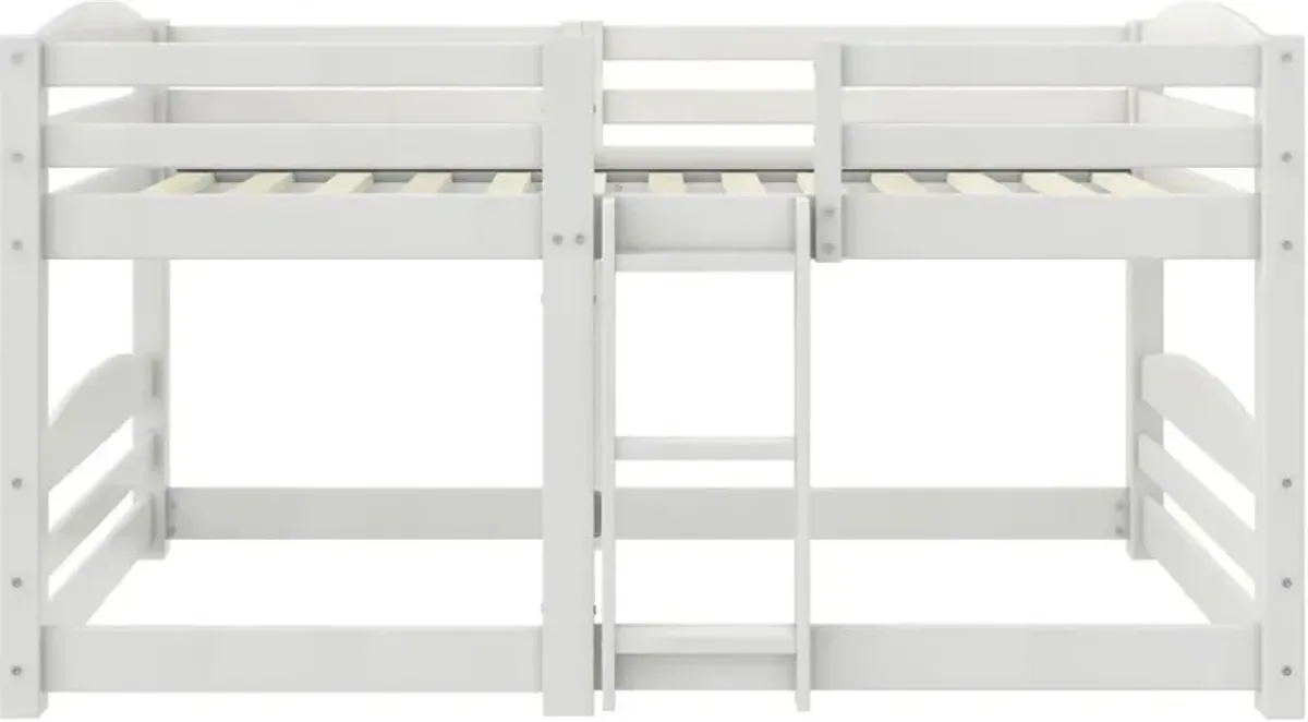 Birley White Twin Over Twin Low Wood Bunk Bed