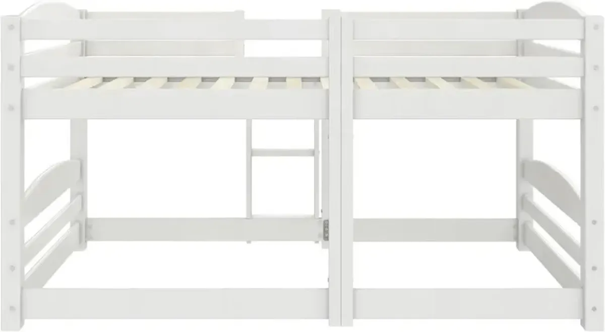 Birley White Twin Over Twin Low Wood Bunk Bed