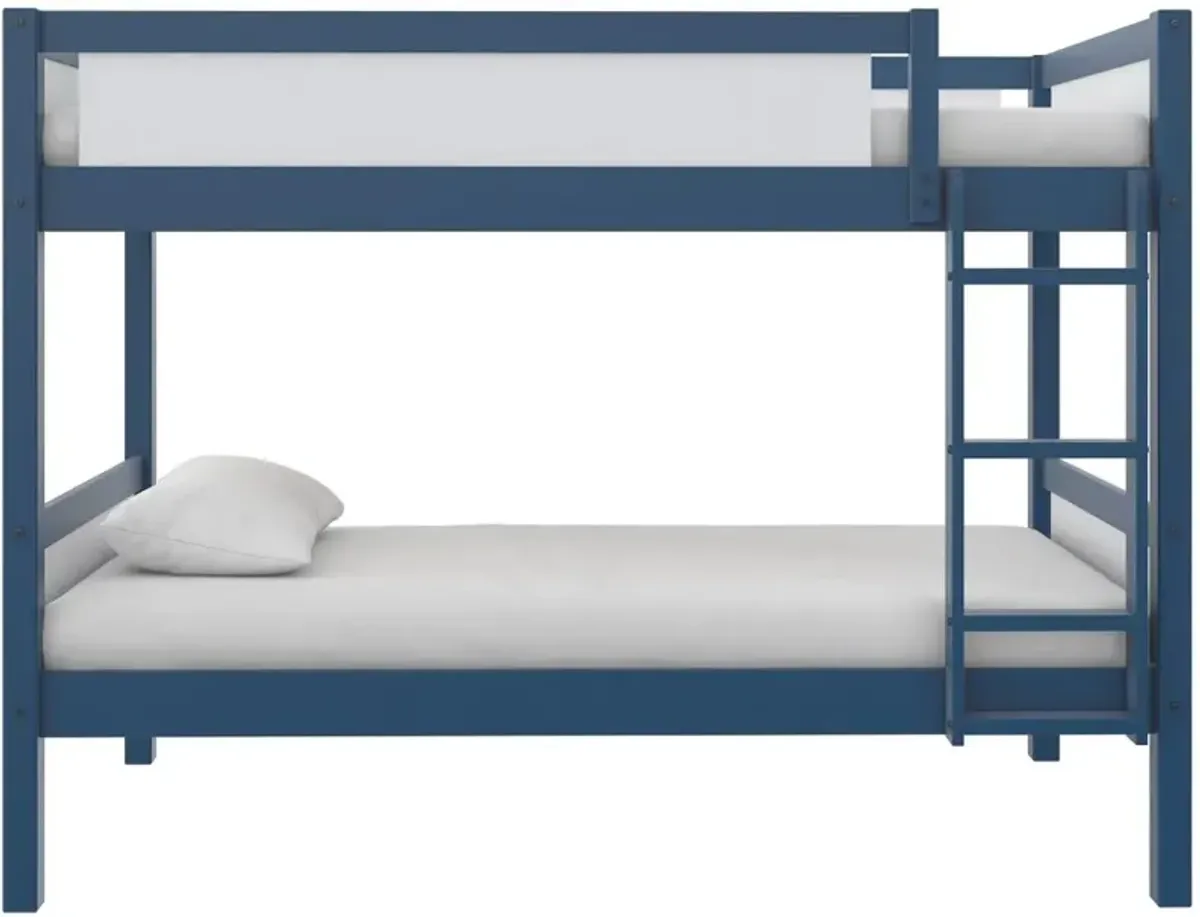 Adrian Navy Blue Wood Twin over Twin Bunk Bed