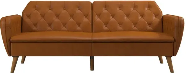 Tallulah Camel Faux Leather Memory Foam Futon