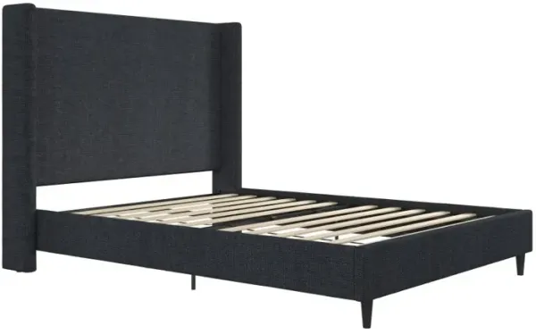 Eveline Dark Blue Upholstered Queen Bed