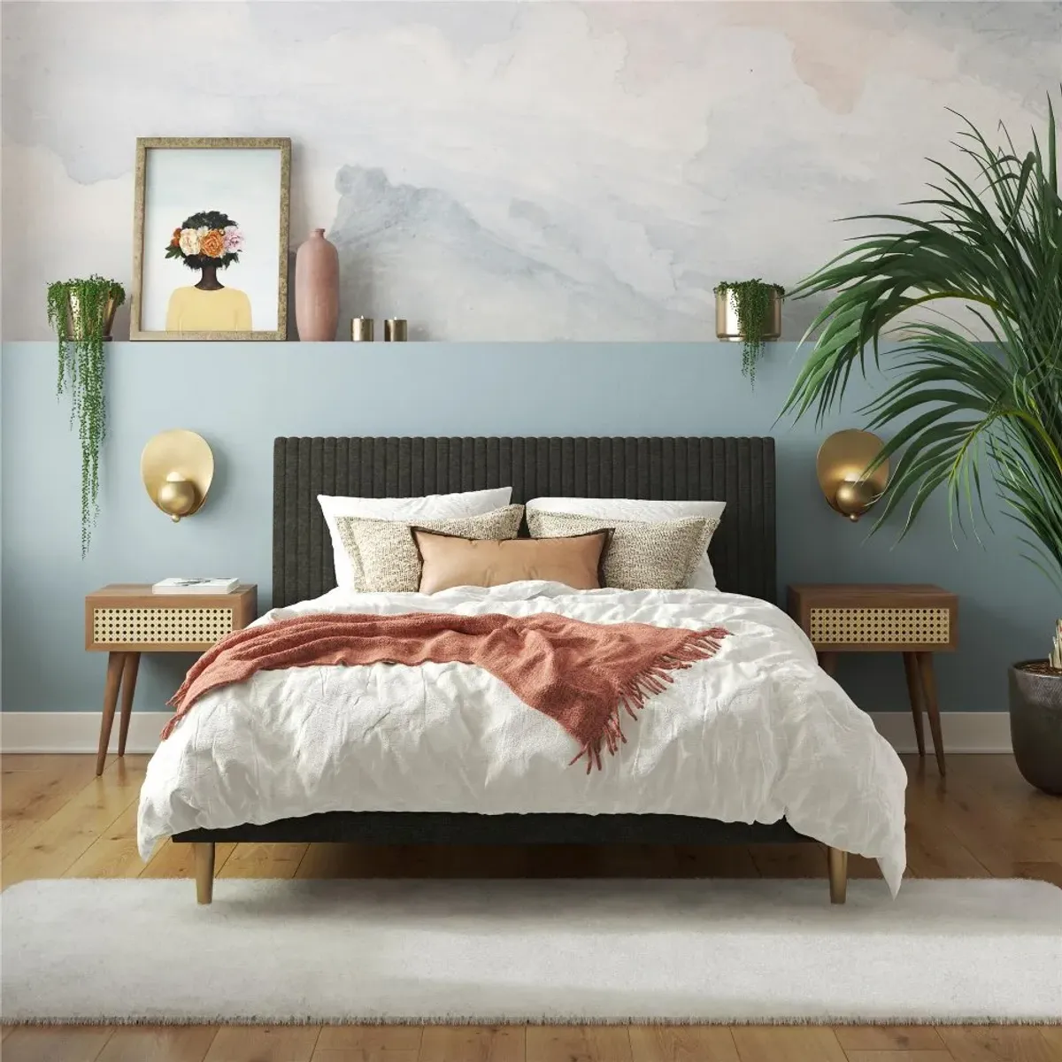 Mr. Kate Daphne Dark Gray Upholstered Queen Bed