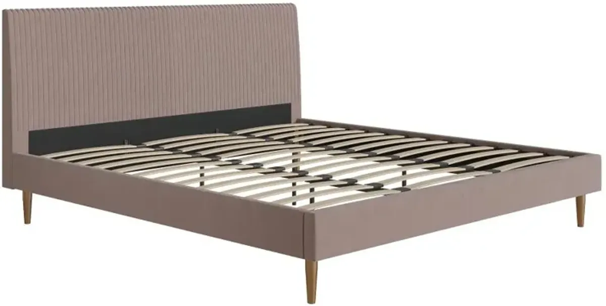 Mr. Kate Daphne Blush Velvet Upholstered King Bed