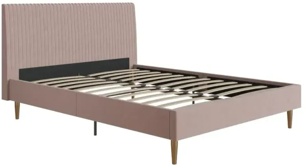 Mr. Kate Daphne Blush Velvet Upholstered Full Bed