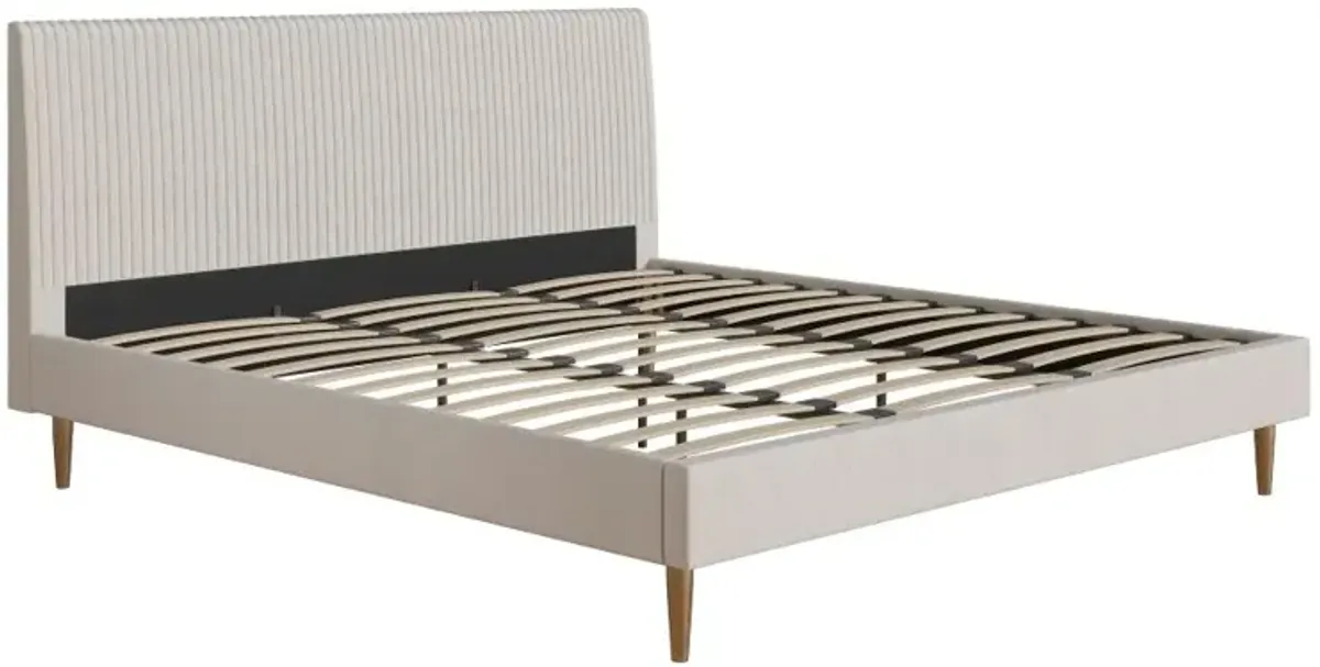 Mr. Kate Daphne Ivory Velvet Upholstered King Bed