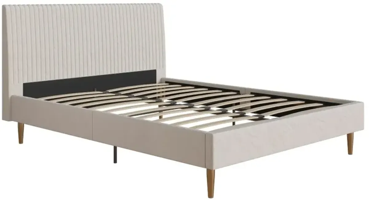Mr. Kate Daphne Ivory Velvet Upholstered Queen Bed