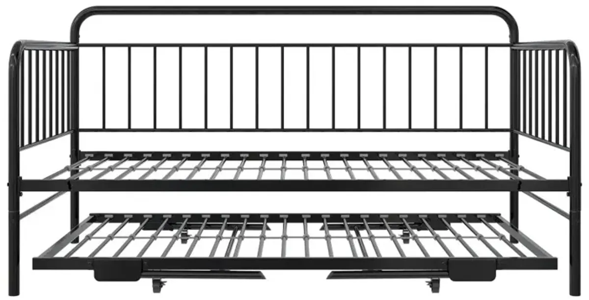 Oddny Black Metal Twin Daybed with Pop Up Trundle Bed