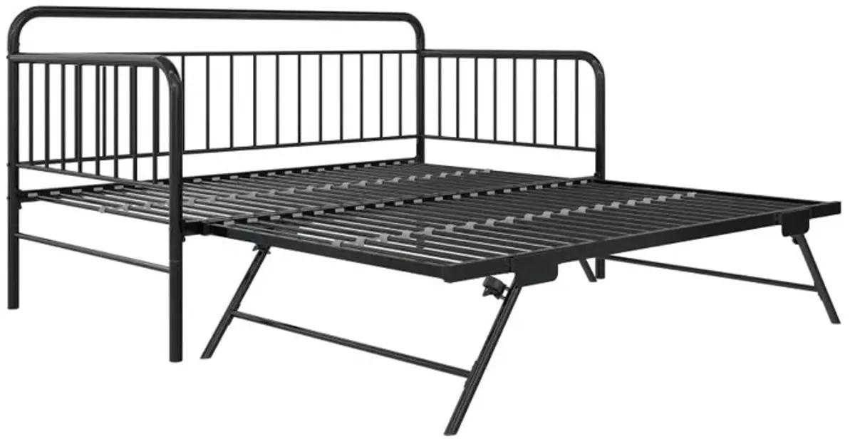 Oddny Black Metal Twin Daybed with Pop Up Trundle Bed