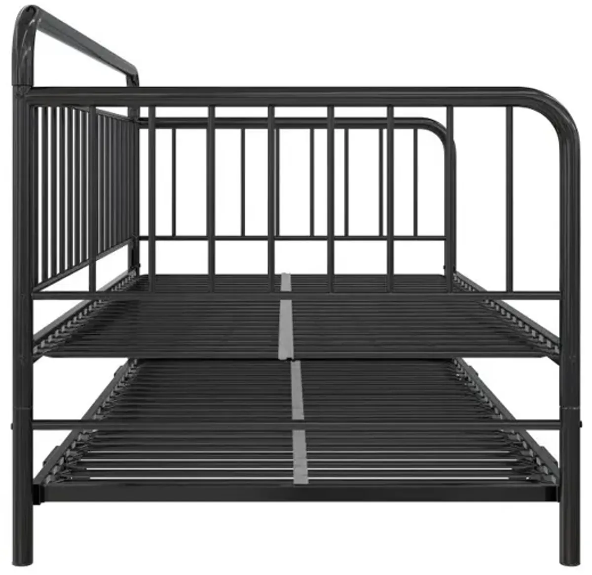 Oddny Black Metal Twin Daybed with Pop Up Trundle Bed