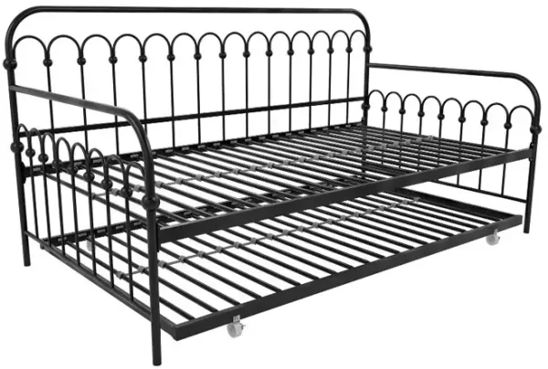 Bright Pop Black Metal Twin Daybed with Trundle