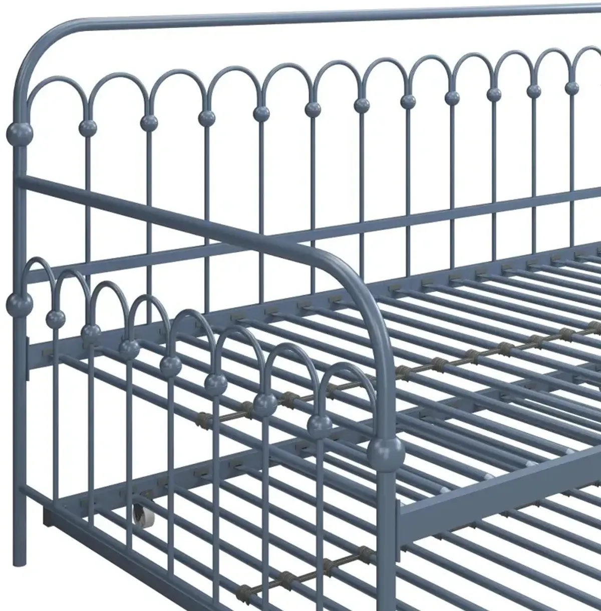 Bright Pop Stone Blue Metal Twin Daybed with Trundle