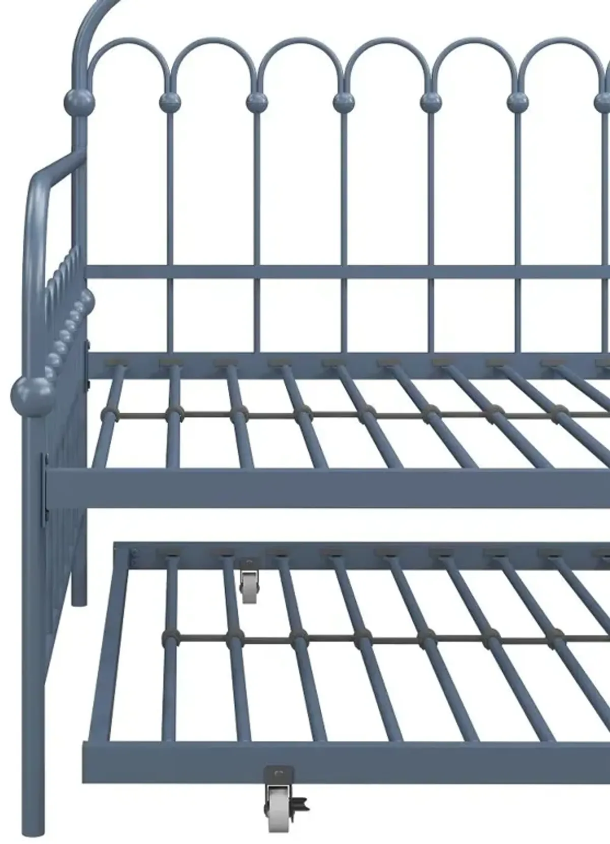 Bright Pop Stone Blue Metal Twin Daybed with Trundle
