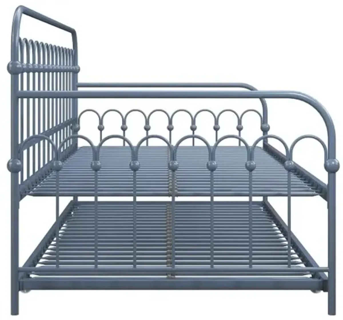 Bright Pop Stone Blue Metal Twin Daybed with Trundle