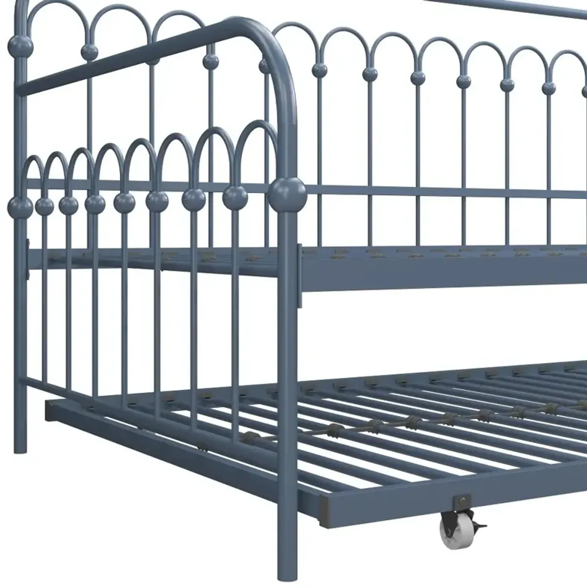 Bright Pop Stone Blue Metal Twin Daybed with Trundle