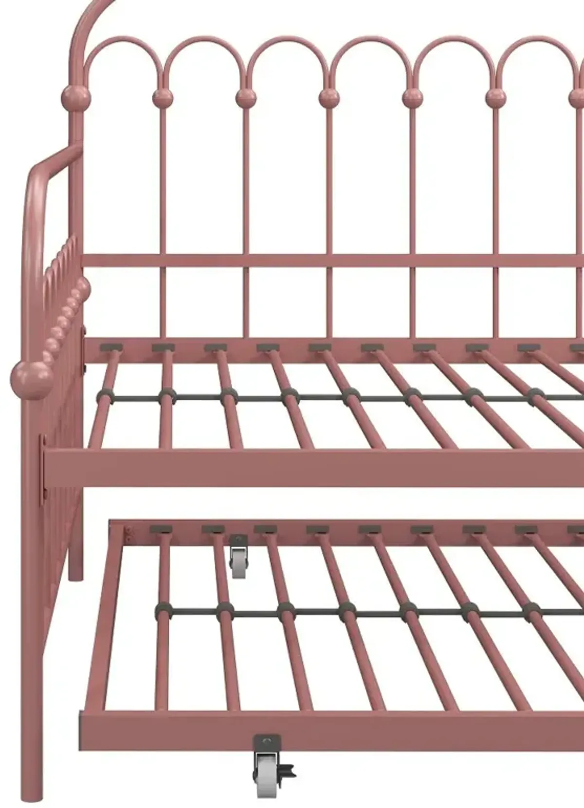 Bright Pop Dusty Rose Metal Twin Daybed with Trundle