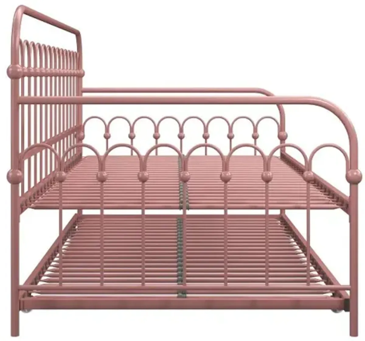 Bright Pop Dusty Rose Metal Twin Daybed with Trundle