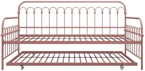 Bright Pop Dusty Rose Metal Twin Daybed with Trundle