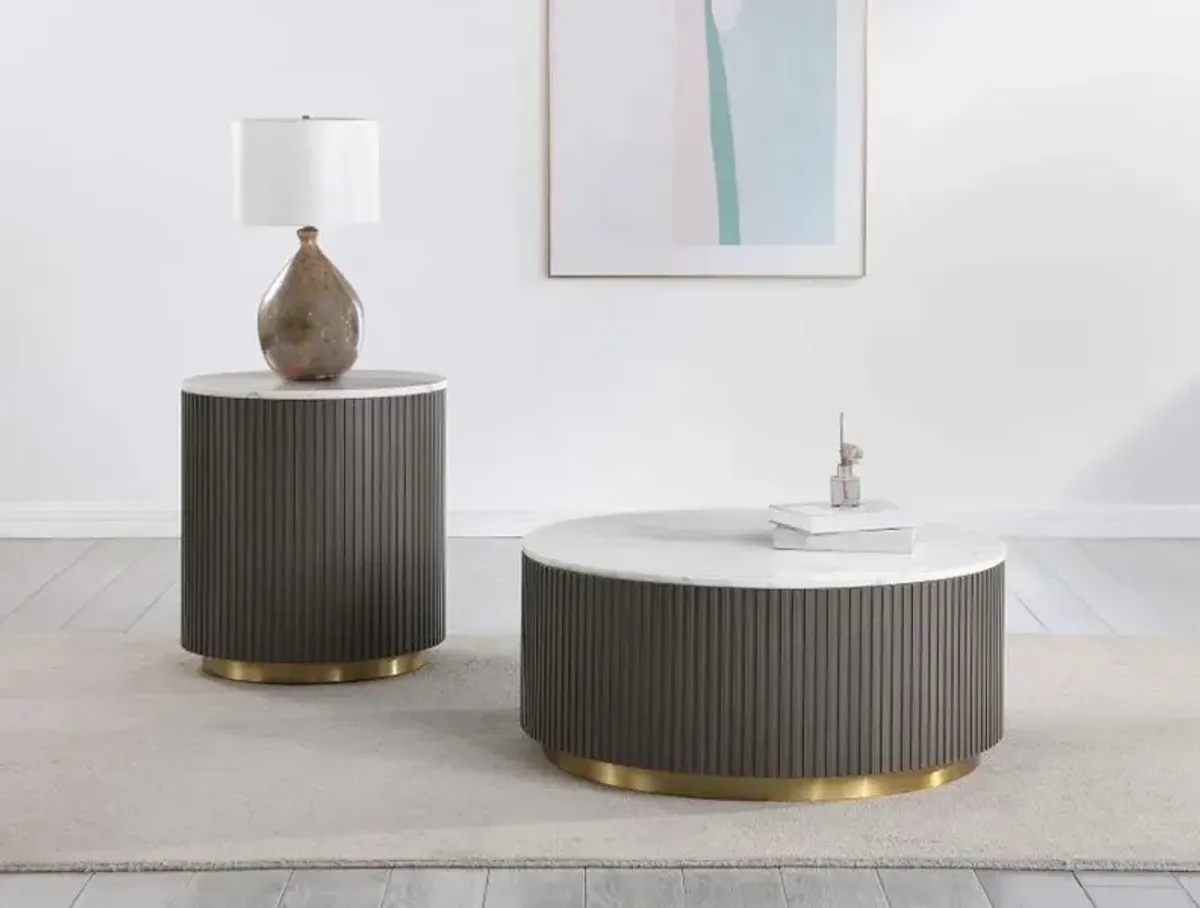 Janson Brown and White End Table