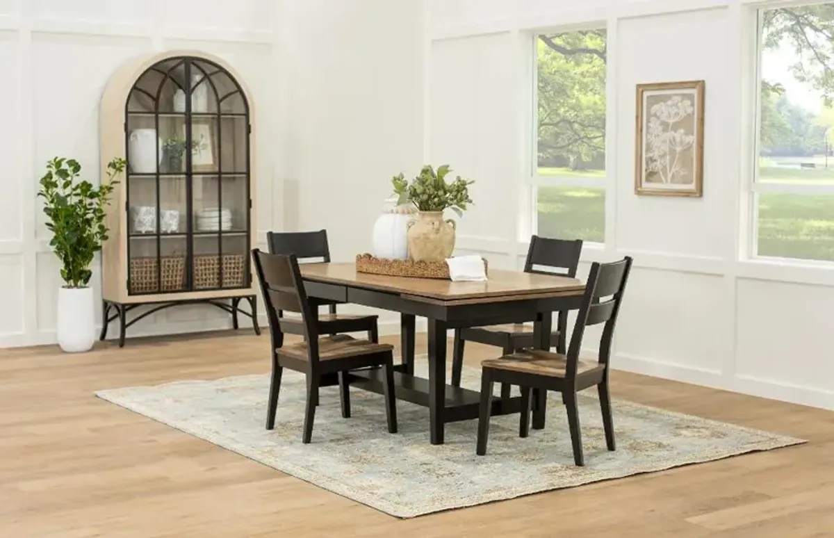 Christopher Natural and Black 5 Piece Dining Set with 4 Emmitt Chairs