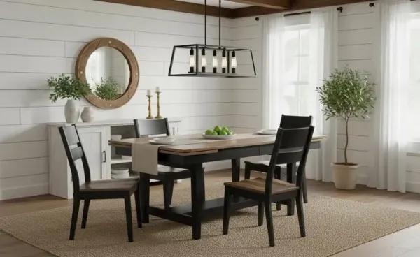 Christopher Natural and Black 5 Piece Dining Set with 4 Emmitt Chairs