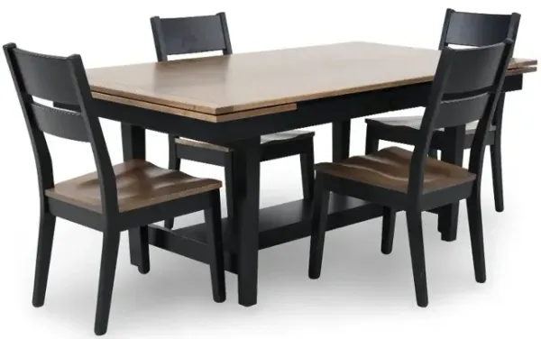 Christopher Natural and Black 5 Piece Dining Set with 4 Emmitt Chairs