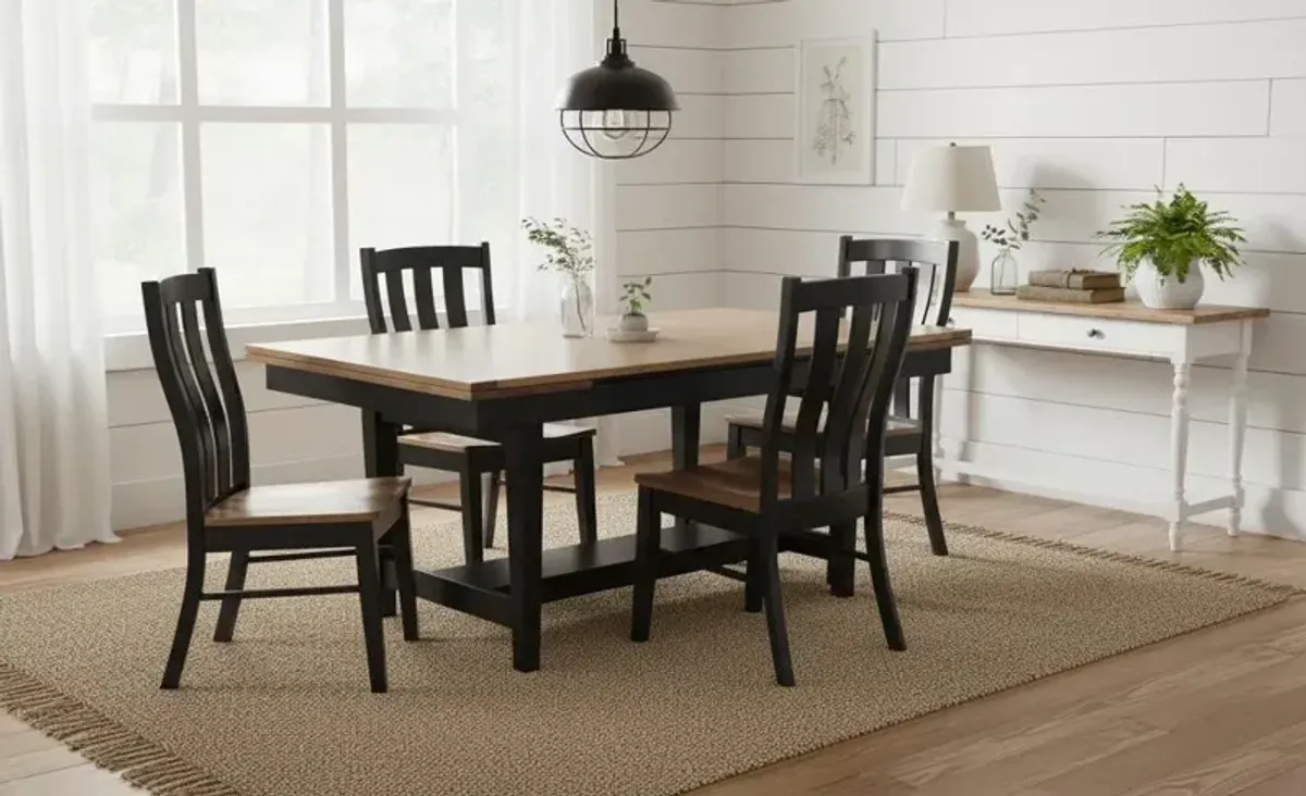 Christopher Natural and Black 5 Piece Dining Set with 4 Homestead Chairs