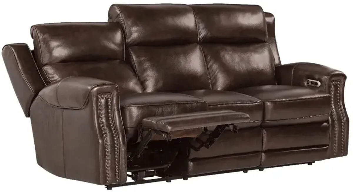 Hensley Espresso Leather Power Reclining Sofa