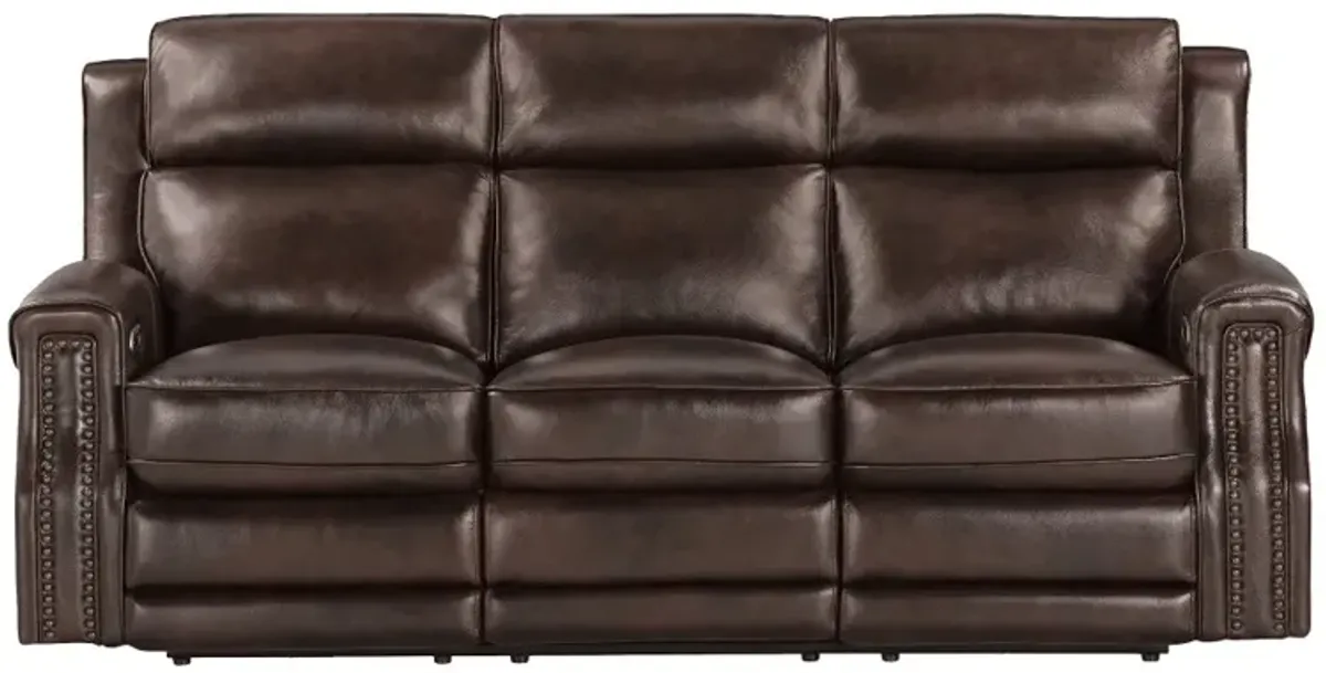 Hensley Espresso Leather Power Reclining Sofa