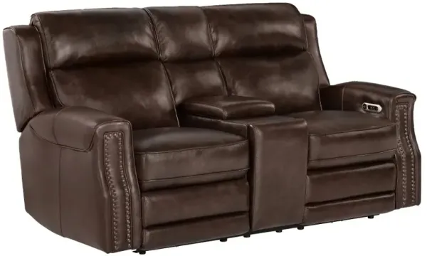 Hensley Espresso Power Reclining Loveseat with Console