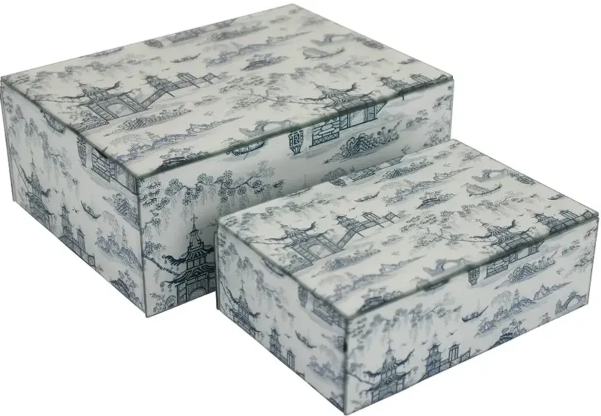 Decorative Blue Tone Box Set of 2