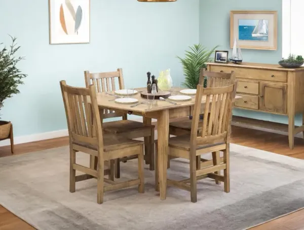 Elaine 5 Piece Natural Dining Set with 2 Leaves and Saber Chairs