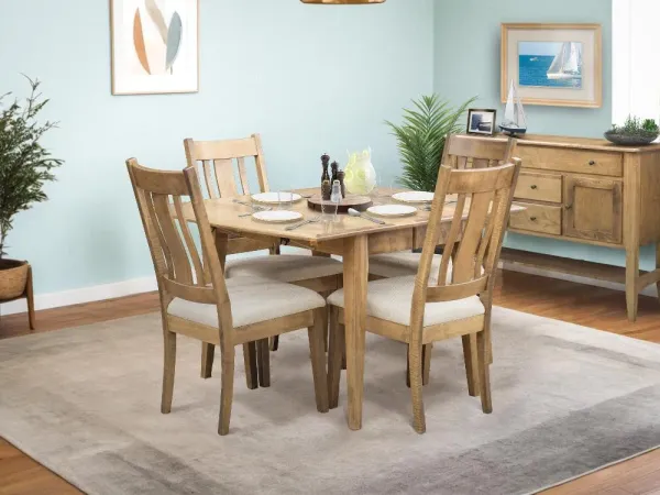 Elaine 5 Piece Natural Dining Set with 2 Leaves and Mason Chairs