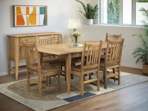 Elaine 5 Piece Natural Dining Set with 5 Leaves and Saber Chairs